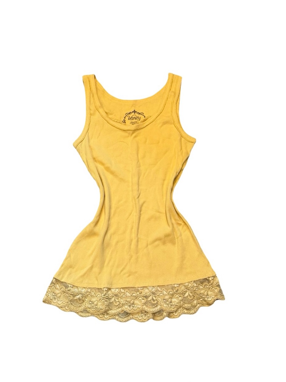 Y2K Vanity Yellow Lace-Trim Tank